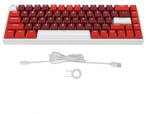 MDKSOUITY 68 Key Mechanical Keyboard, 60 Percent Gaming Mechanical Keyboard with Red Switch, RGB Backlit Type C Wired Keyboard for Computer with USB Port, Compact Portable Design