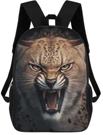 sinyumoney Angry Lynx Schultaschen Wasserabweisende Schultasche Business-Rucksack - Perfekt Für Reisen, Arbeit Und Den Täglichen Gebrauch 17inch