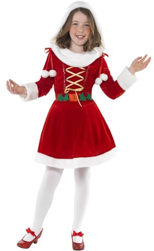 Smiffys, Kinder Mädchen Miss Santa Kostüm, Kleid, Größe: L, 38196