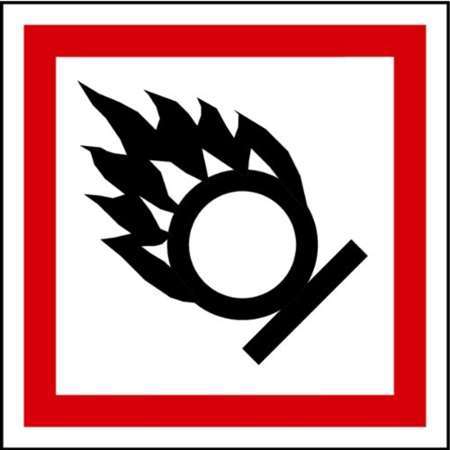 Aufkleber GHS 03 Gefahrensymbol Flamme über Kreis, Vinyl, Sicherheitsaufkleber, Sticker, Standard Safety Symbol, 50x50mm