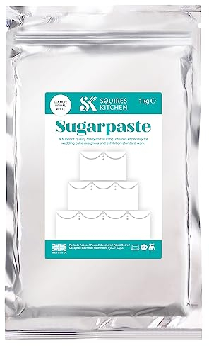 Squires Kitchen Bridal White Ready To Roll Sugarpaste Icing for Decorating Cakes, Cupcakes and Cookies, Premium Quality Rolled Fondant - 1kg