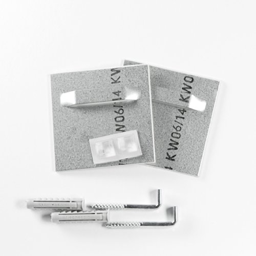 Piastre adesive con rampini a vite tasselli Fischer SX 8 per appendere specchi, in alluminio Dibond, dimensioni 7 x 7 cm, portata fino a 6 kg, set completo