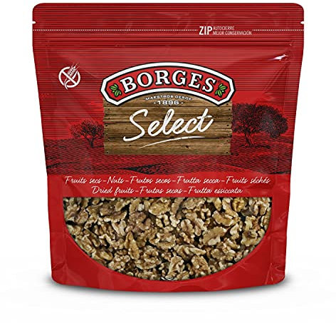 Borges Nueces de California en Grano Seleccióny, Alto Contenido en Omega 3, Ricas en Antioxidantes, Fibra y Fuente de Magnesio y Fósforo, Frutos Secos Sin Gluten, Nuez, 1 Kg