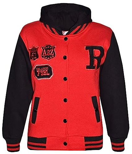A2Z 4 Kids B.B Hooded Jacket R Fashion NYC/FOX Varsity - B.B Fox Red Black 9-10
