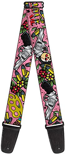 Buckle-Down Guitar Strap - Born to Raise Hell Pink - 2 Wide - 29-54 Length