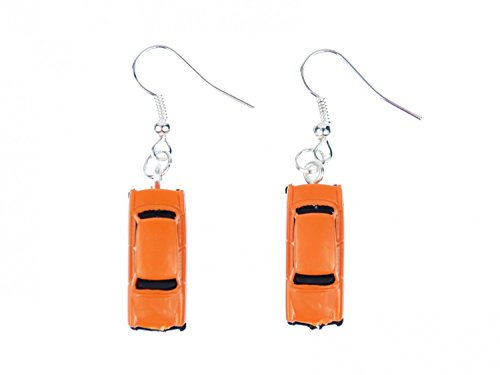 Miniblings Trabi Ohrringe Auto Trabant Trabbi Hänger DDR Modell 1:160 orange - Handmade Modeschmuck I Ohrhänger Ohrschmuck versilbert