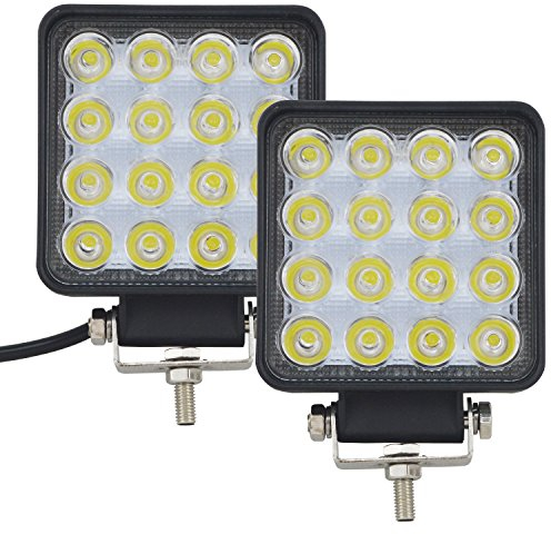 AUXTINGS 2 Stücke 4 Zoll 10 cm 48W LED Arbeitsscheinwerfer Flutlicht Leuchtfleck Beam LED Pods 12V 24V Zusatzscheinwerfer Offroad Nebel Lampen für LKW Traktorboot 4x4 Auto SUV ATV,IP66