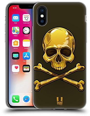 Head Case Designs Oro Calaveras Y Tibias Cruzadas Carcasa de Gel de Silicona Compatible con Apple iPhone X/iPhone XS