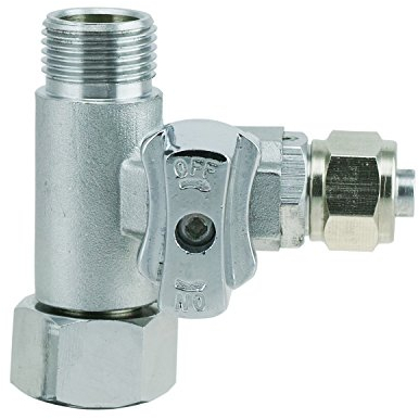 T-Stück 3/8 IG x3/8 AG x3/8 Zoll für PE-Schlauch (9,5mm) Wasseranschluß m. Absperrhahn Adapter zum Anschluss von 2 Geräten