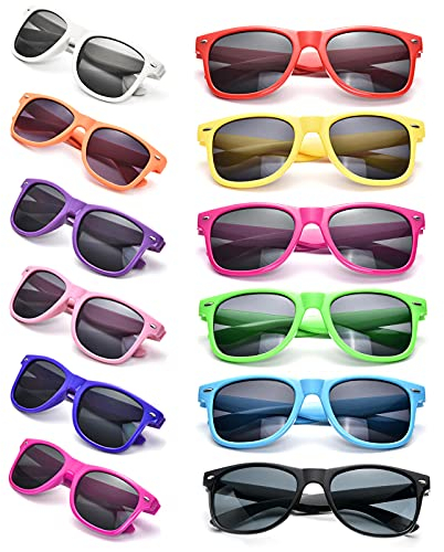 SUNOVELTIES 12-Pakete Mann Frauen Retro Großhandel Neon Party Gunst Sonnenbrille Zubehör, Erwachsene Multi Farbe