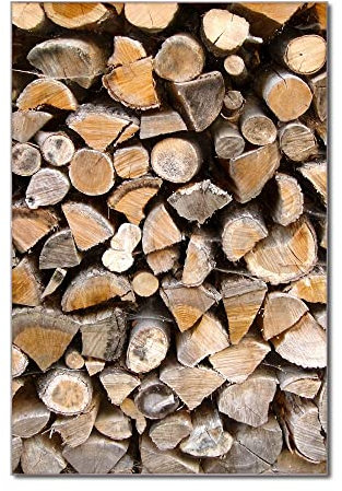 banjado Glas Magnettafel 40x60cm / Magnetwand Glas/Magnetpinnwand als Memoboard Glas/Pinnwand Magnettafel Küche, Büro, Kinderzimmer inkl. 4 Magnete & Montageset - Holzstapel