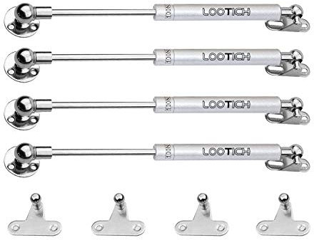 LOOTICH 100N Acero Entero Hidráulico Amortiguador Piston de Gas Resorte para Puertas Armario Muebles de Cocina Elevación Neumática Lid Stay Paquete de 4