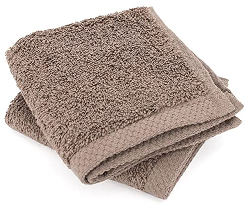 Lot de 2 Serviettes invité 30x30 cm Pure Taupe 550 g/m2