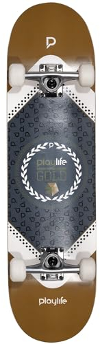 Playlife Skateboard Heavy Metal Gold, 31 / 8 - 79cm / 20,5cm, 52x36mm 92A Rollen, ABEC 9 Kugellager, Art. nr.: 880277