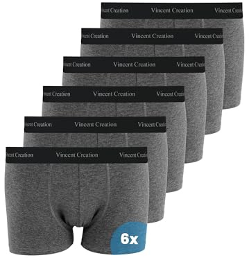 Vincent Creation 6er Pack Boxershorts, Boxer, Unterhose, Herren Retroshorts (M, Anthrazit)