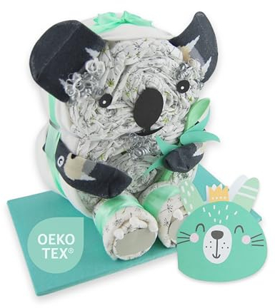 Windeltorte.com – Koala | Windeltorte in Grün - inkl. 26 LILLYDOO Windeln | Geschenk zur Geburt | Taufgeschenk | Geschenk zur Babyparty – handgefertigt