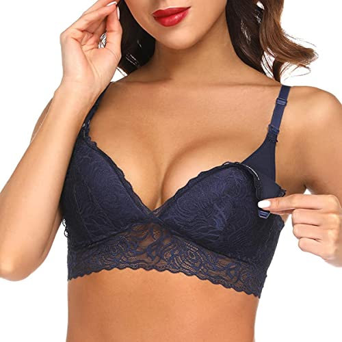 TBSCWYF Sujetador de Lactancia Sin Aros Con Botón Ajustable - Maternidad Encaje Sostén Cómodo Tipo Cruz