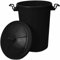 TENLITE 50 Litre Extra Large Heavy Duty Plastic Bin Dustbin Storage Unit with Locking Lid for Home and Garden Rubbish (Black)