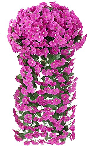 2 Flores Artificiales, Plantas de Vid Colgantes de Violeta Artificial, Guirnalda Colgante de Seda, Flores de Vid para el hogar, Pared, jardín, Boda, Fiesta, decoración