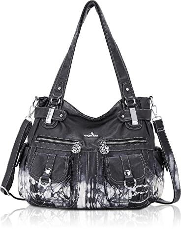 Angel Kiss Tasche Damen Handtasche Schultertasche Damenhandtasche Umhängetaschen Lederhandtasche Tragetasche Tote Shopper Groß Hobo Taschen Henkeltaschen (Tie Dye Schwarz)