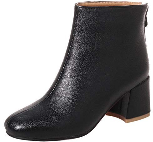 Bviennic Donna Ufficio Comfy Punta Rotonda Tacco A Blocco Stivali Chelsea Sposa Vestito Chunky Inverno Warm Mens Ankle Stivaletti Zip Nero Numero 44 EU-46Cn