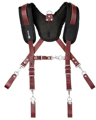 LAUTUS Gepolsterte Werkzeuggürtel-Hosenträger aus Leder mit Brustgurt, Bleistifthülle, bequem und strapazierfähig, voll verstellbar, Konstruktionsqualität, schwarz, Regulär