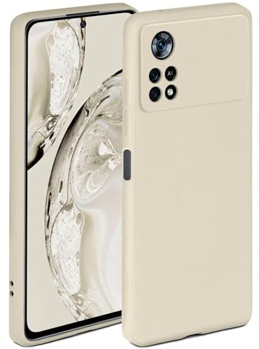 ONEFLOW Soft Case für Poco X4 Pro 5G Hülle aus Silikon mit Kameraschutz, Silikonhülle mit erhöhtem Schutz fürs Display, Backcover Schutzhülle, weiche Handyhülle, Creme