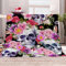 RFFLUX Gotisch Schädel Totenkopf Kuscheldecke 180x220 cm Extra Groß Wohndecke 3D Böhmen Blumen Flanelldecke Sommer Leichte Weiche Winter Warme Sofaüberwurf Decke Tagesdecke Polyester Fleecedecke