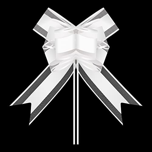 AWCIGG® 50 Stück Große Geschenkschleife, Weiß Dekoschleife, Ziehschleife, Geschenk Schleife mit Geschenkband Matt für Hochzeit, Auto, Weihnachten, Geburtstag, Geschenktüten, Geschenkkörbe