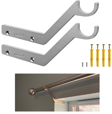phil-ease - Curtain Pole Brackets | Durable Metal Support | for 28-30mm Poles | Easy Install | Nickel-Plated Finish, Nickel (Silver-Toned), for 28mm-30mm Curtain Poles, Metal