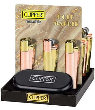 1 x Encendedor Clipper Edición Especial Gold Marble - Encendedor de Gas Clipper Limitado Encendedor Bong Encendedor de Pipa Pipa Desechable