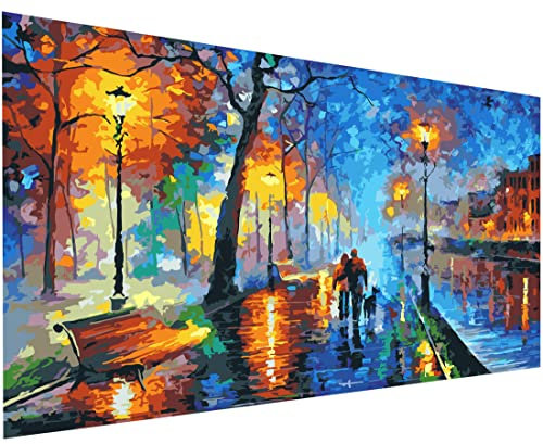 YALKIN Malen Nach Zahlen Erwachsene Großes XXL, Paint by Numbers Malen Nach Zahlen, DIY Abstrakt mit Pinseln und Acrylfarben Handgemalt Ölgemälde Leinwand für Home Décor, Ohne Rahmen (40x90cm)