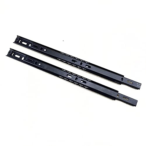 Schubladenführungen Zwei-Sektionsschienen-Stahlperlen Schwarz 27mm breiter Spur elektrische Schwimmen 0,7 Dicke 2 Schublade Kugelschiene beschläge (Size : 400mm)
