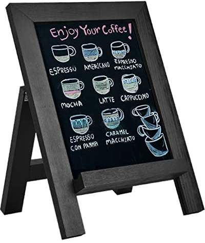 Umtiti Tisch-Kreidetafel-Schild, massives Kiefernholz, gerahmt, stehende Kreidetafel, 33 × 43 cm, Küche, Arbeitsplatte, Memoboard, Dekor für Zuhause, Café, Bar, Hochzeit, schwarz (ZJHB-BK-3343)