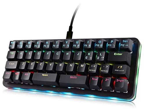 Koolertron Tastiera da gioco Macaro a 42 tasti, 40% – Tastiera meccanica compatta retroilluminata RGB, mini tastiera programmabile USB-C sostituibile a caldo per giocatori PC/Mac (completamente