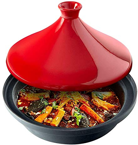 Moroccan tagine Pot Small tagine Bowl Round Ceramic Casserole Clay Pot with lid Heat-Resistant hot Pot earthen Pot
