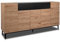 KHG Sideboard mit 2 Schubladen 12 Fächern & 5 Drehtüren modern, aus Holzwerkstoff Holzoptik lackiert, Gestell & Akzente in schwarz - 180 x 90 x 42 cm (B/H/T)