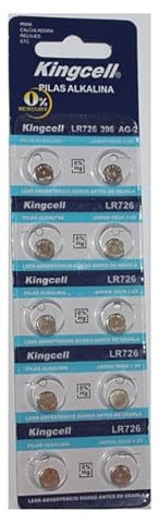 MUNDDY - 10 X Pilas de botón alcalinas AG2 LR726 396 SR726 196 bateria Blister 10 Unidades 1,5V