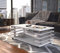 DC-3 Couchtisch Beton/Weiß Hochglanz 120x60cm mit Ablage modern stabil vielseitig Wohnzimmertisch Beistelltisch Sofatisch Zeitloses Design platzsparend robust Wohnzimmer mit Rollen