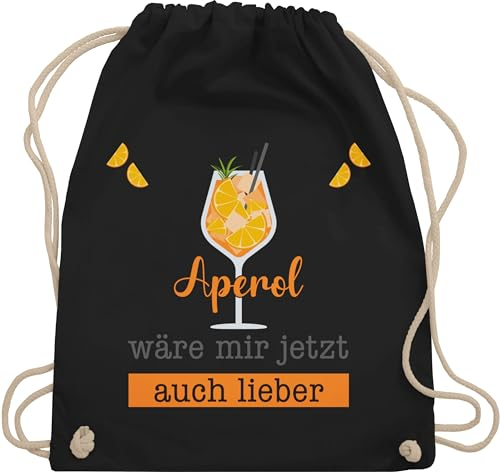 Turnbeutel Rucksack - Statement Taschen - Aperol wäre mir jetzt auch lieber - Aperol Geschenk Lustig - Unisize - Schwarz - spritz - sprüche statements cocktail stoffrucksack tour beutel spritzen