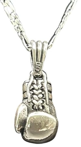 Boxhandschuh Anhänger & 55 cm Figarokette 925 Sterling Silber Silver Kette Box Handschuhe Anhänger Boxen Geschenkidee Vatertag Geschenke für Männer Schmuck