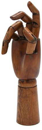 Paintersisters® Gliederhand im Vintage Stil, 30 cm Rechts, Holzhand beweglich, Modellhand Mannequin Handmodell Zeichenpuppe dunkel