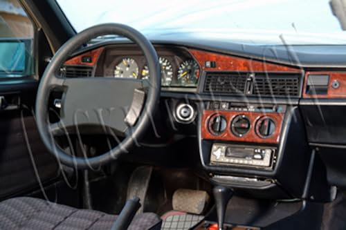 AUTOKLEIDUNG® Cockpit Dekor kompatibel mit Mercedes 190 (W201) Baujahr 12/1983-05/1993 11 Teile | 3D Wurzelholz Optik