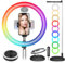 TARION Ringlicht mit Stativ Ringleuchte RGB: LED Ring Light 11,8 Zoll Tisch Ringlampe Faltbare Lichtring mit Handyhalterung Handy Stativ für Smartphone Video Fotografie Live Steaming(Schwarz)