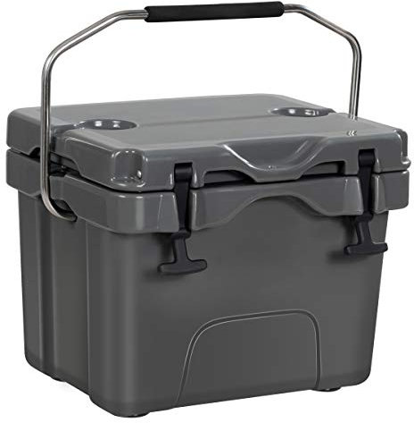 CASEGO Camping-Kühlbox, tragbare Isolierbox für den Außenbereich, gepolsterter Griff/Ablassstopfen, geeignet zum Angeln, Grillen (Grey)