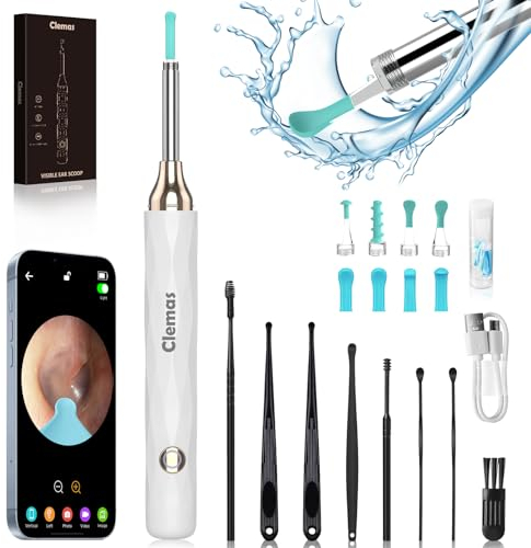 Ohrenschmalz Entferner Otoskop, 1296P HD WiFi Ohrenreiniger Kamera, IP67 Wasserdicht, 6 LED Lichter, 3.5mm Linse, 360° Weitwinkel, kompatibel mit iPad und Android