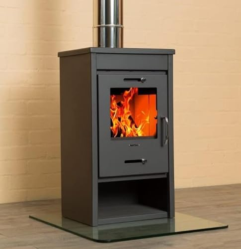 V05 Deluxe LG: Kompakter 9kW Holzofen, kleiner leistungsstarker Kaminofen, effizienter Heizofen