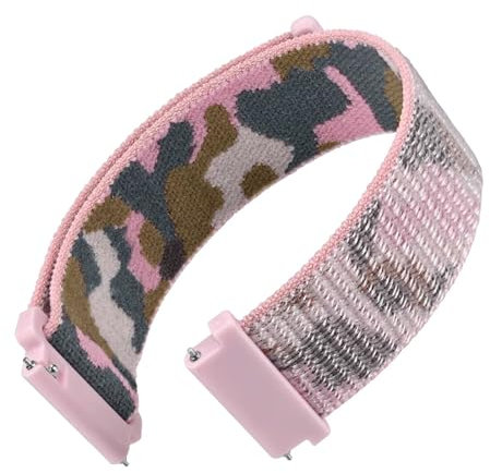WOCCI 18mm Verstellbares Nylon Uhrenarmband, Sport Loop Armband mit Schnellverschluss (Rosa Camo)