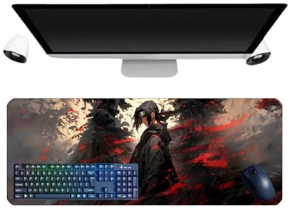 PUrar Uchiha Itachi Mauspad, groß, 800 x 300 x 3 mm, rutschfest, strukturierte Oberfläche für Computer und Laptops, mehrfarbig