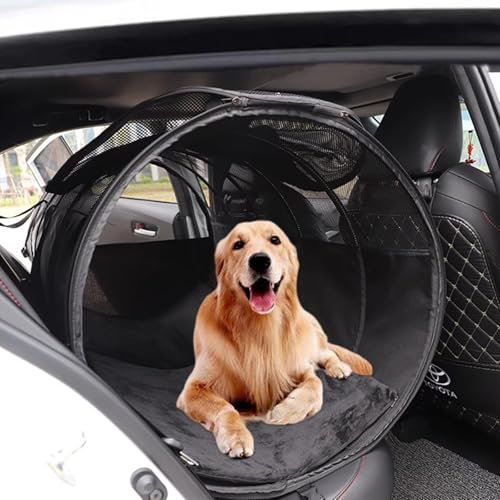 MANON ROSA Dog Car Crate Travel Cat Car Seat – Foldable Soft-Sided Pet Barrier with Top Window, Dual-Side Doors, 2 Pads, Sturdy & Comfortable for Small Medium Dogs & Cats Long-Lasting Use